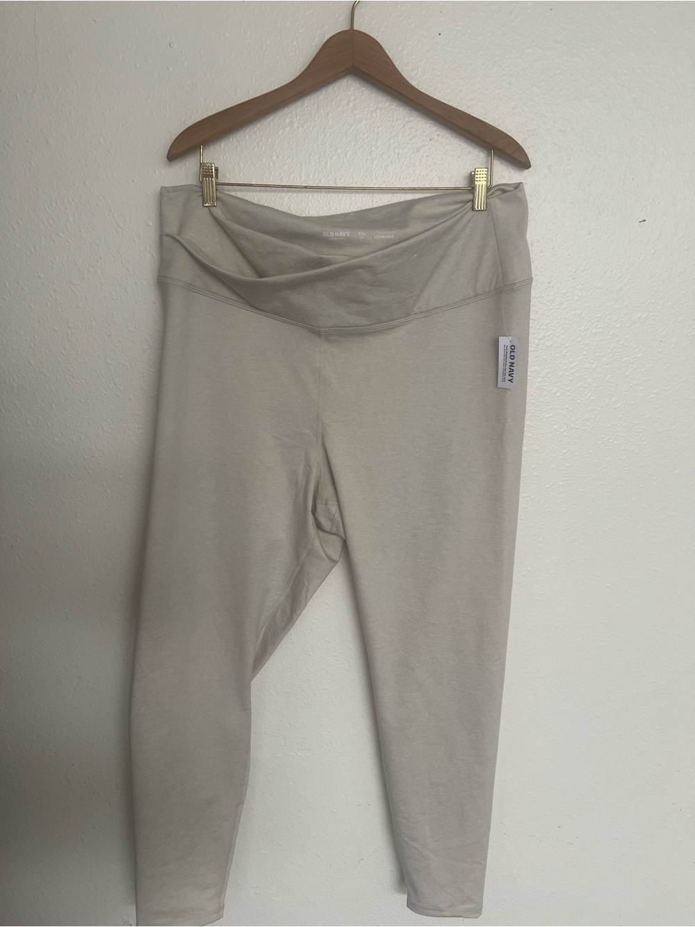 Old Navy Cloud Comfy Light Cream Fold-Over Waist Leggings